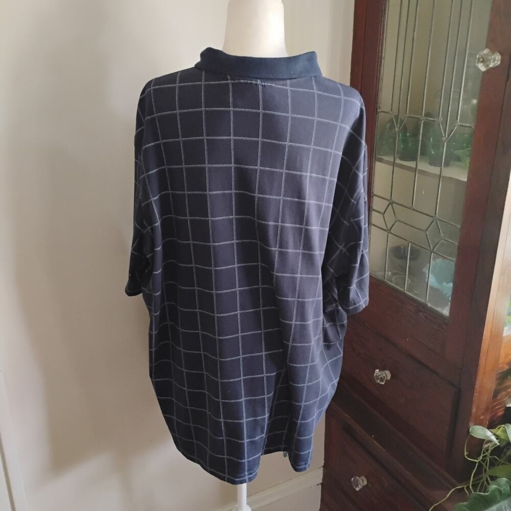 Vintage 90s Puritan Navy White Check Polo Shirt XL Short Cotton - Picture 8 of 17